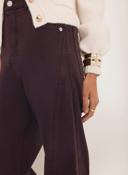 Burgundy Barrel Leg Jeans