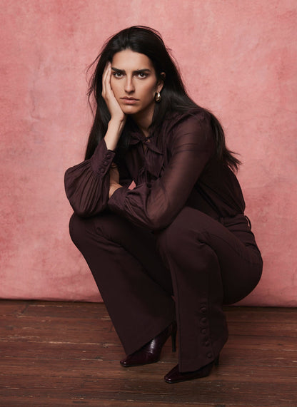 Burgundy Bootcut Trousers
