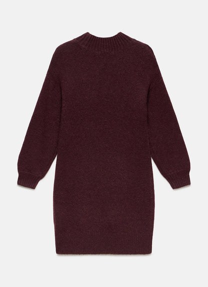 Burgundy Knit Bow Jumper Dress