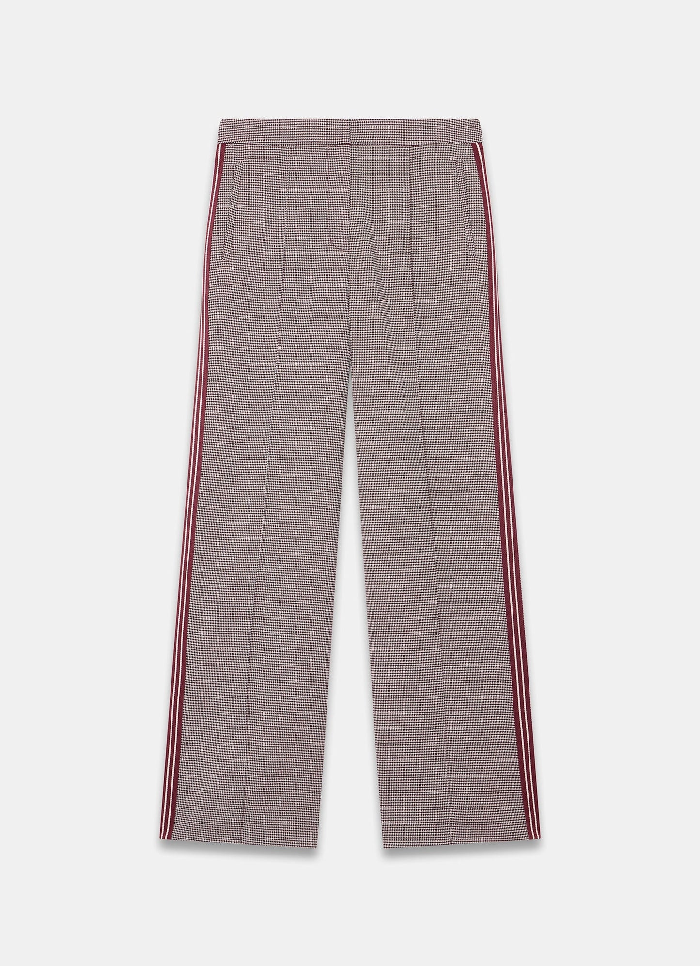 Burgundy Checked Side Stripe Wide Trousers