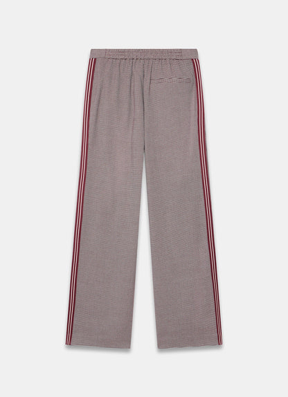 Burgundy Checked Side Stripe Wide Trousers