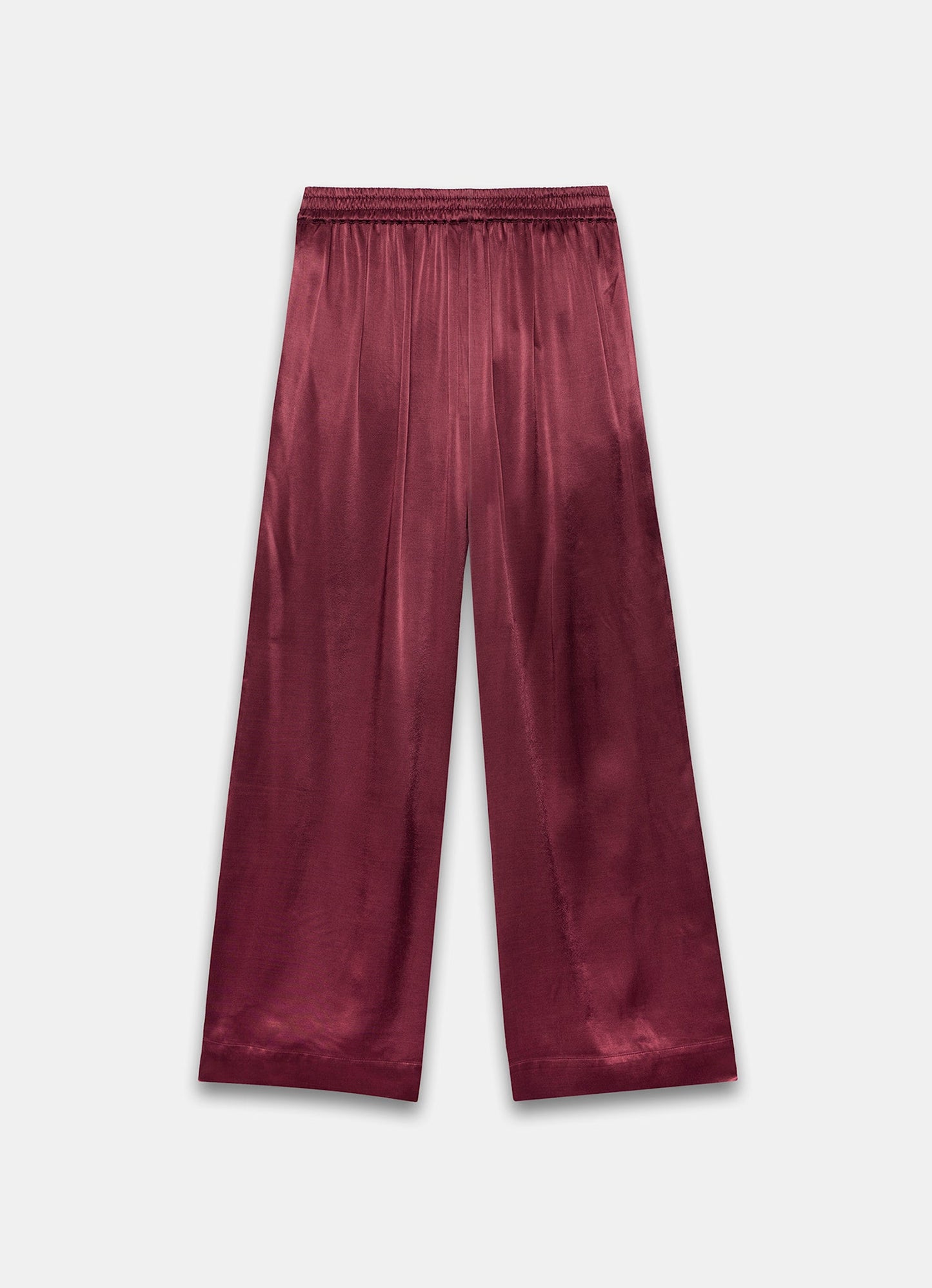 Burgundy Satin Embellished Wide Trousers
