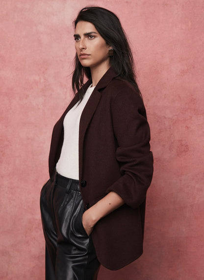 Burgundy Wool Blend Hand Finished Blazer