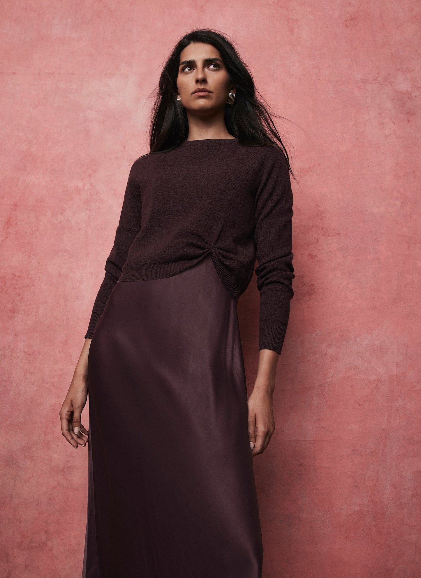 Burgundy Jumper Layered Slip Dress