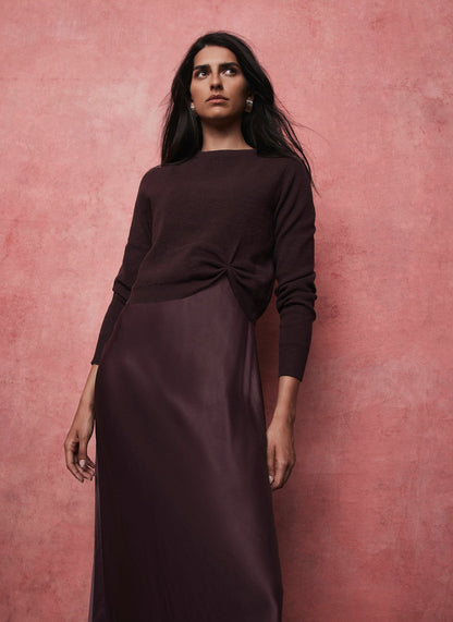 Burgundy Jumper Layered Slip Dress