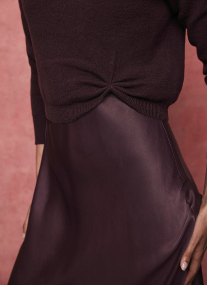 Burgundy Jumper Layered Slip Dress