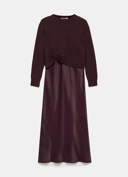 Burgundy Jumper Layered Slip Dress