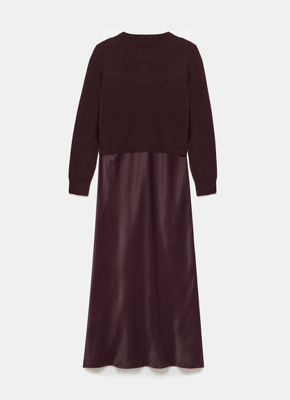 Burgundy Jumper Layered Slip Dress