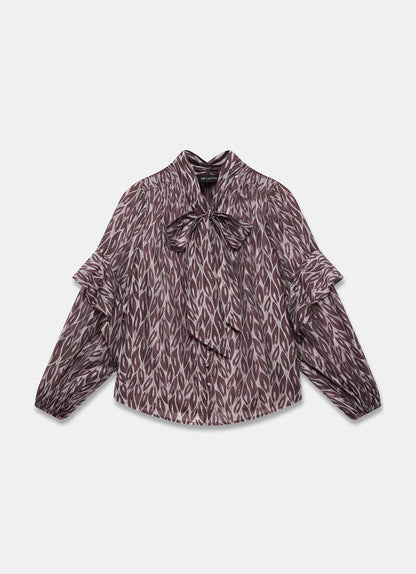 Burgundy Leaf Print Blouse