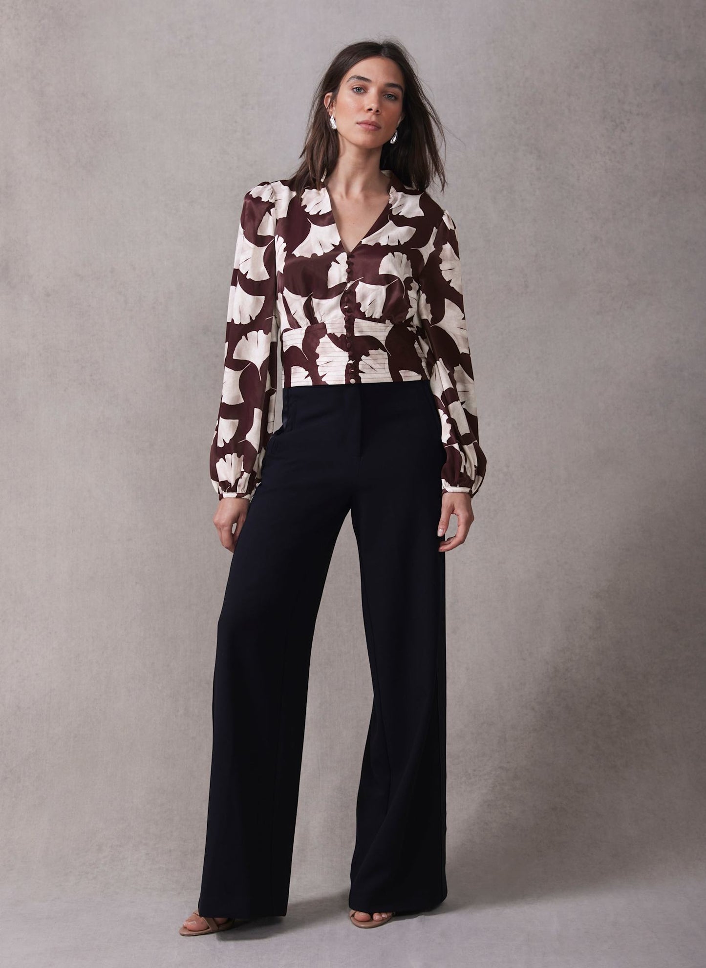 Burgundy Leaf Print Top