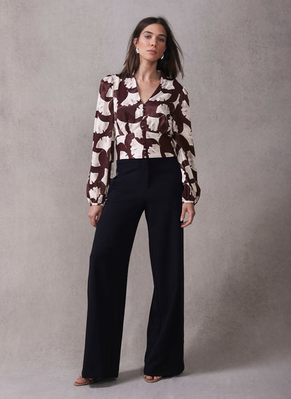 Burgundy Leaf Print Top