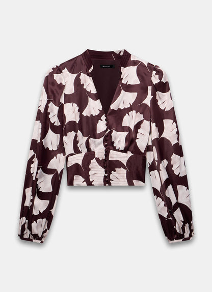 Burgundy Leaf Print Top