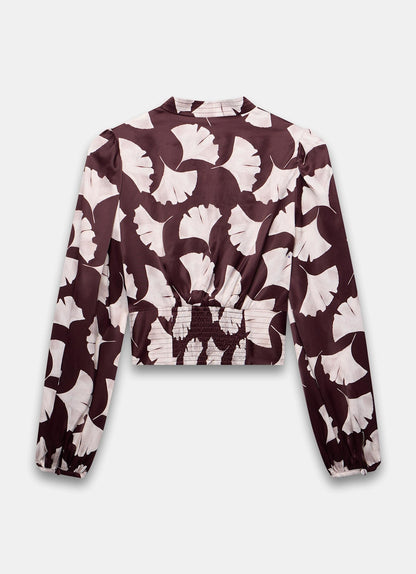 Burgundy Leaf Print Top