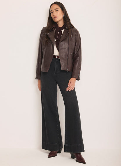 Burgundy Leather Biker Jacket