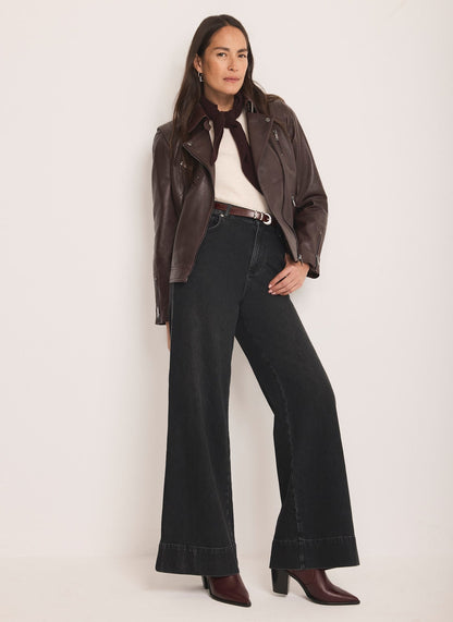Burgundy Leather Biker Jacket