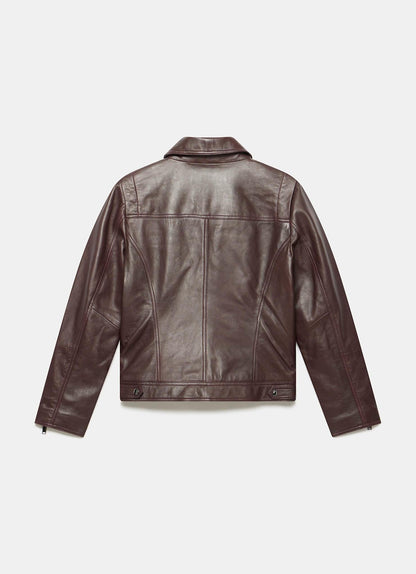 Burgundy Leather Biker Jacket