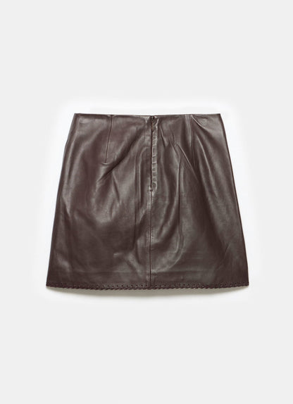 Burgundy Leather Mini Skirt