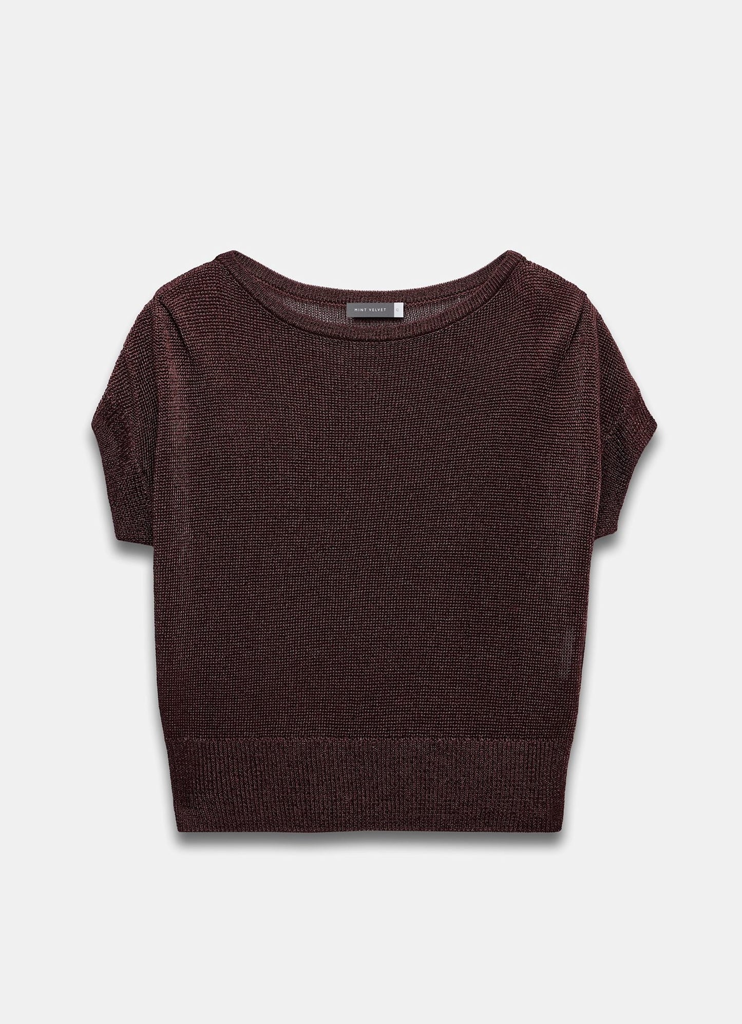 Burgundy Metallic Knit Batwing Top