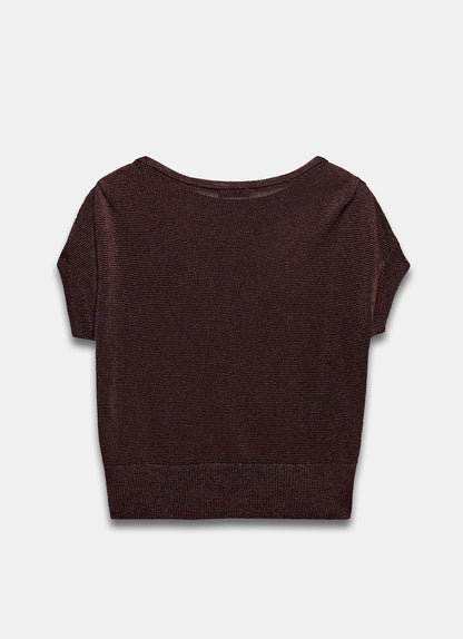 Burgundy Metallic Knit Batwing Top
