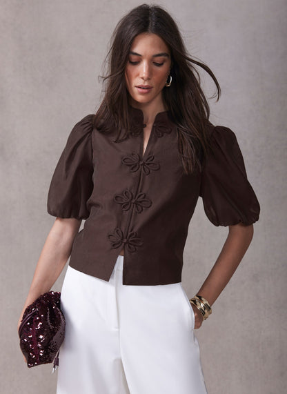 Burgundy Puff Sleeve Top