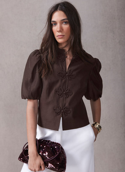 Burgundy Puff Sleeve Top