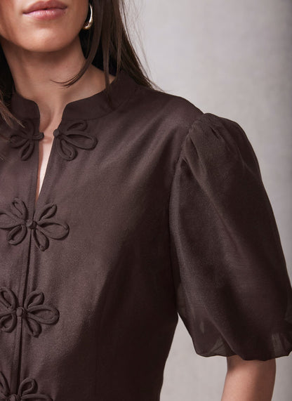 Burgundy Puff Sleeve Top