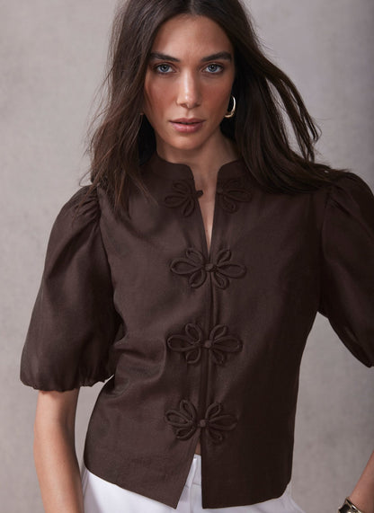 Burgundy Puff Sleeve Top