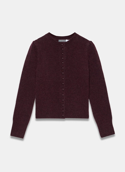 Burgundy Wool Blend Knit Cardigan