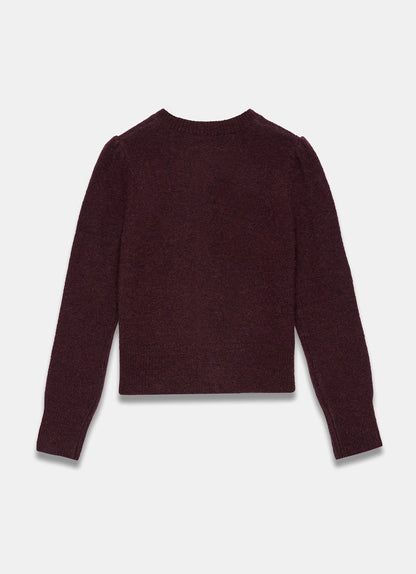 Burgundy Wool Blend Knit Cardigan