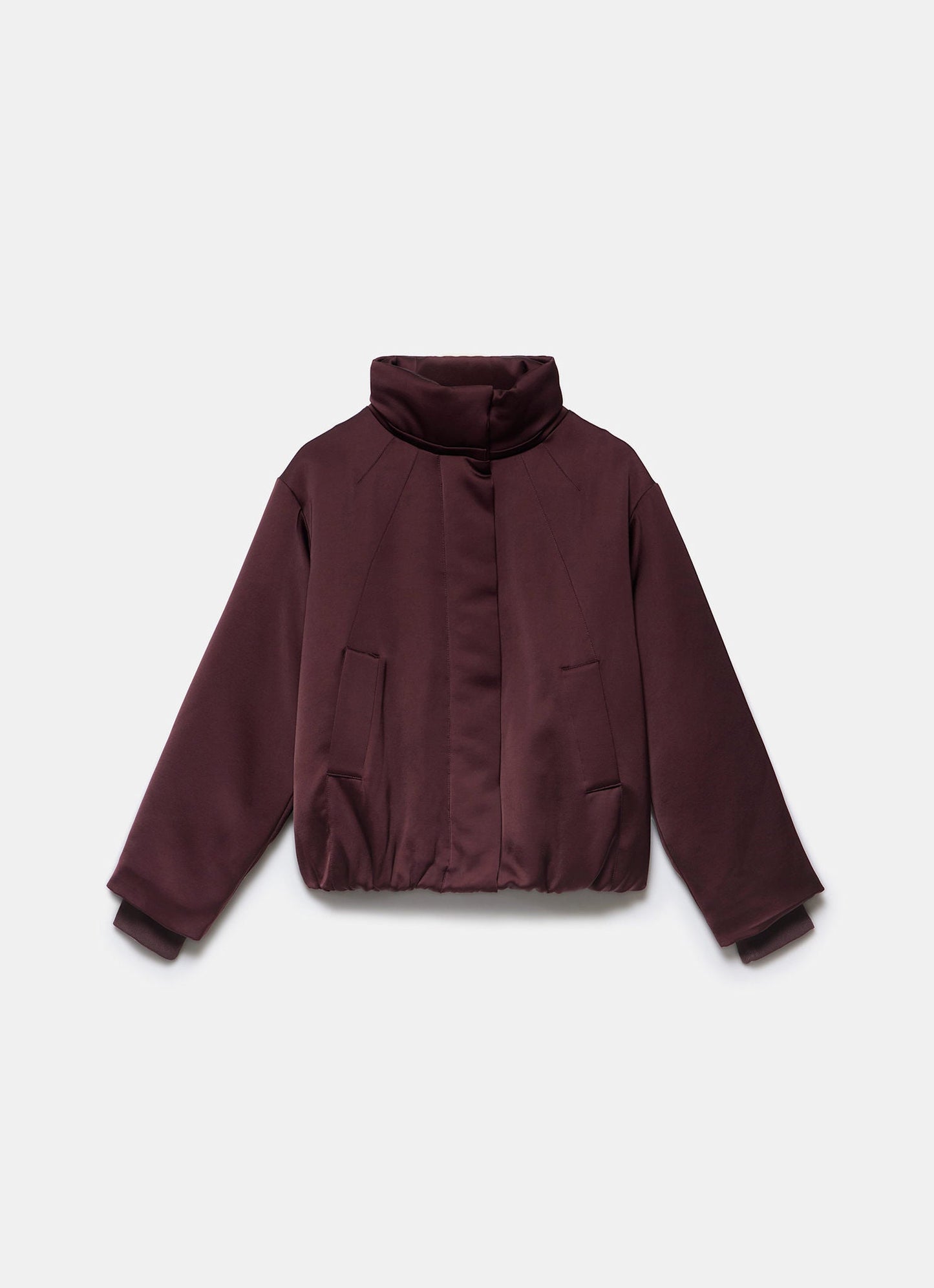 Burgundy Satin Bomber Jacket