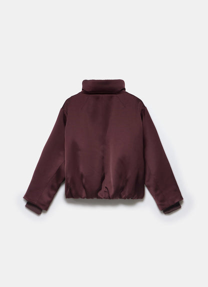 Burgundy Satin Bomber Jacket