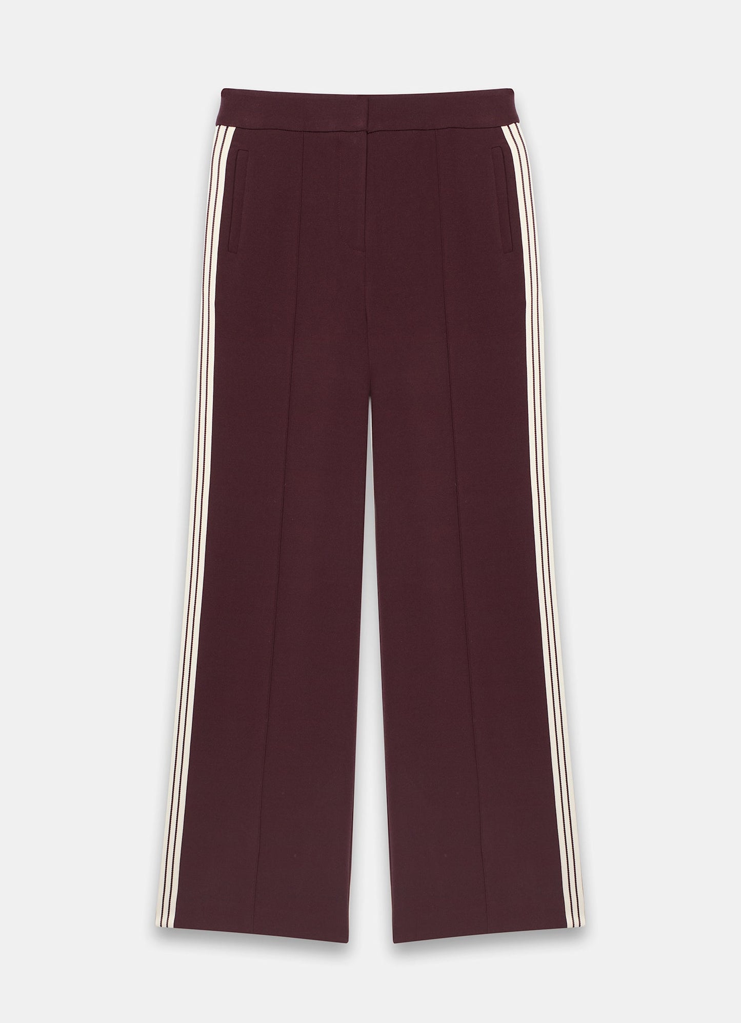 Burgundy Contrast Side Stripe Trousers