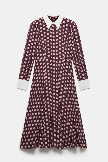 Burgundy Geometric Print Midi Dress