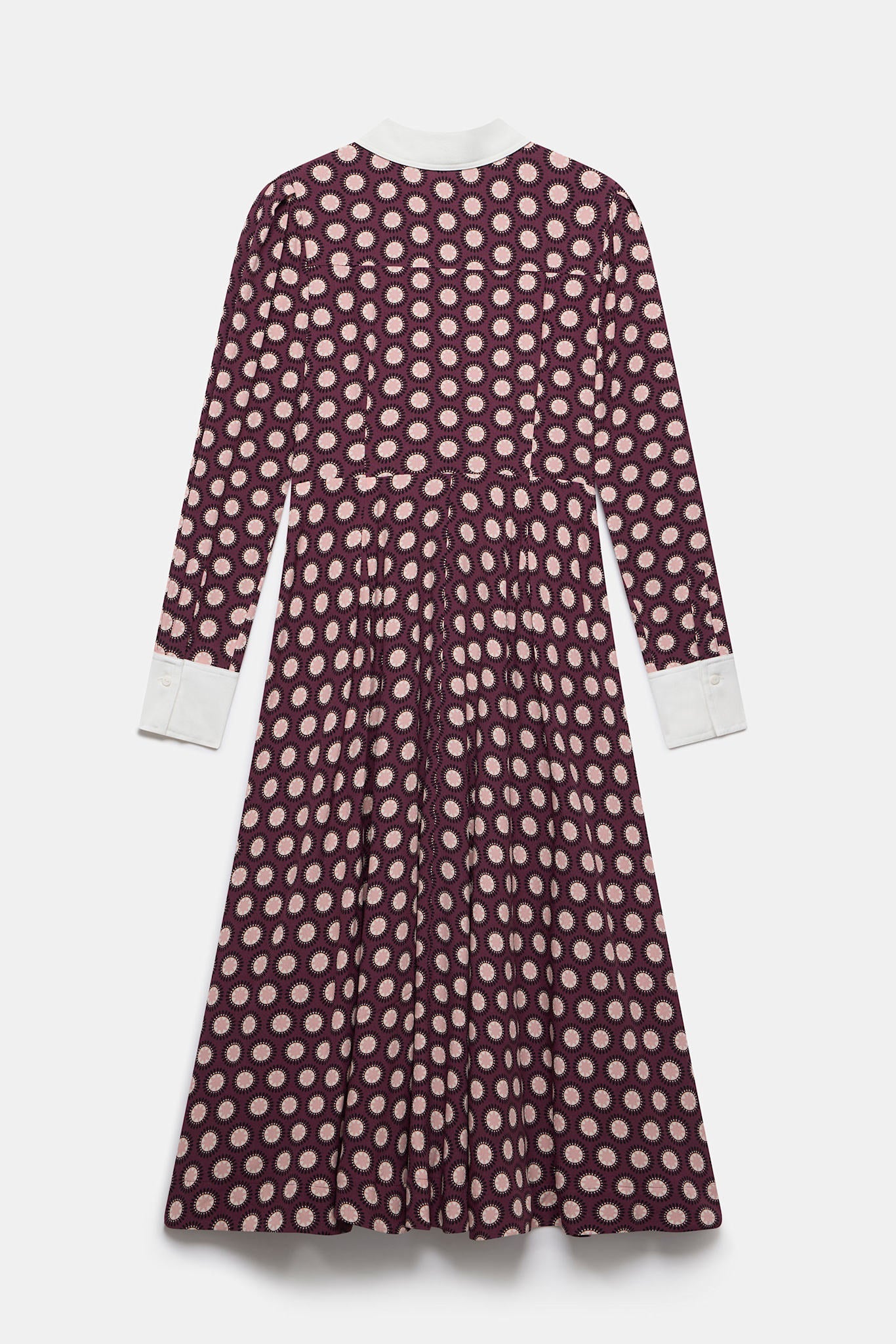 Burgundy Geometric Print Midi Dress