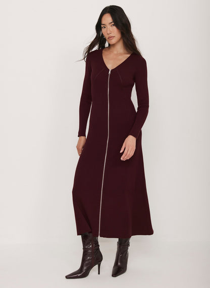 Burgundy Knit Maxi Dress
