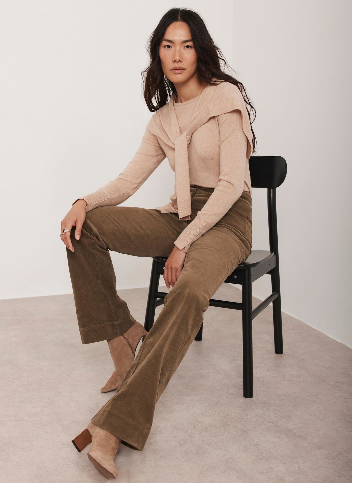 Brown Corduroy Flared Trousers
