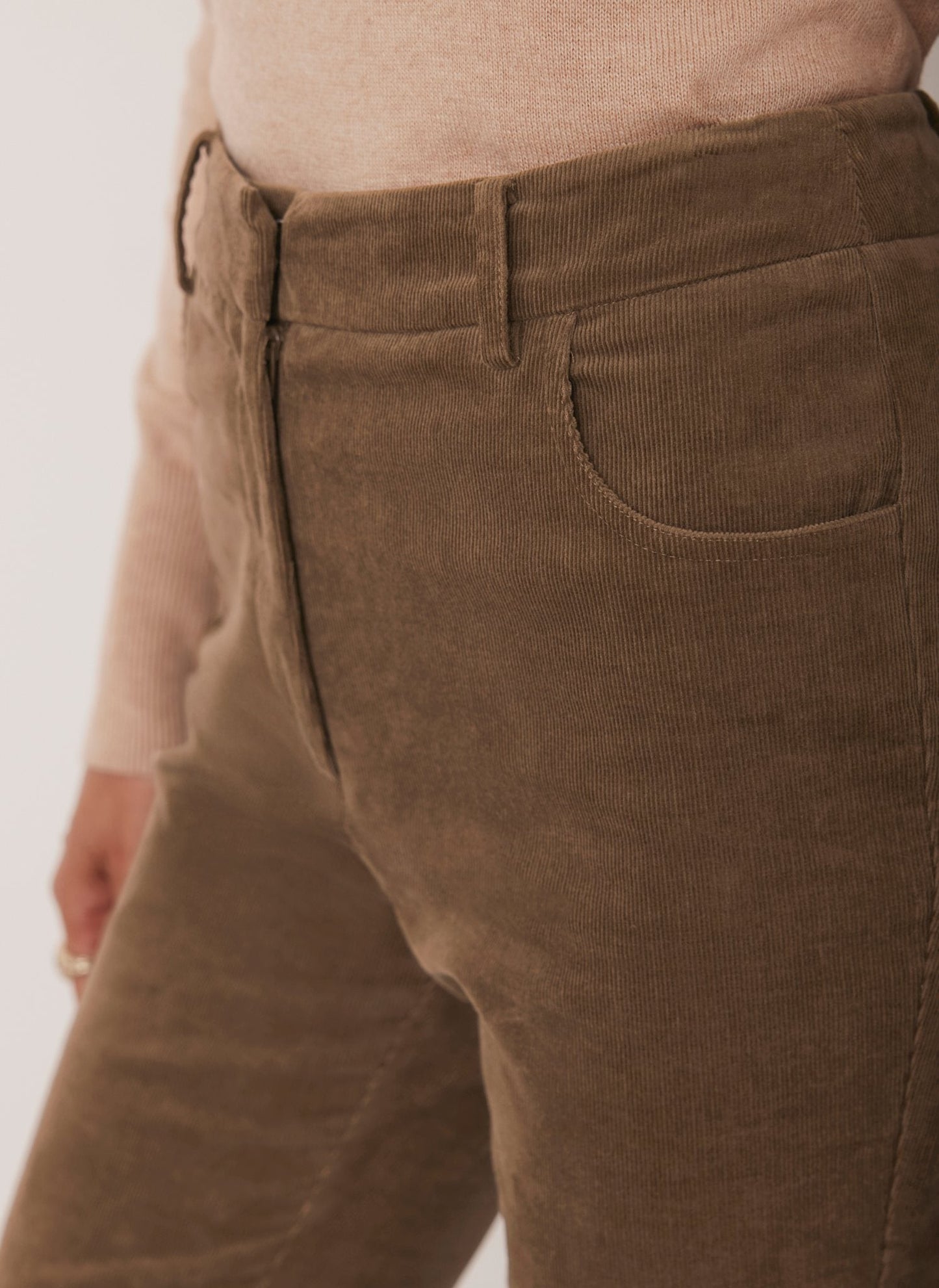 Brown Corduroy Flared Trousers