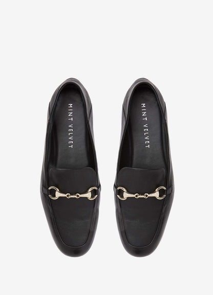 Camille Black Leather Loafers