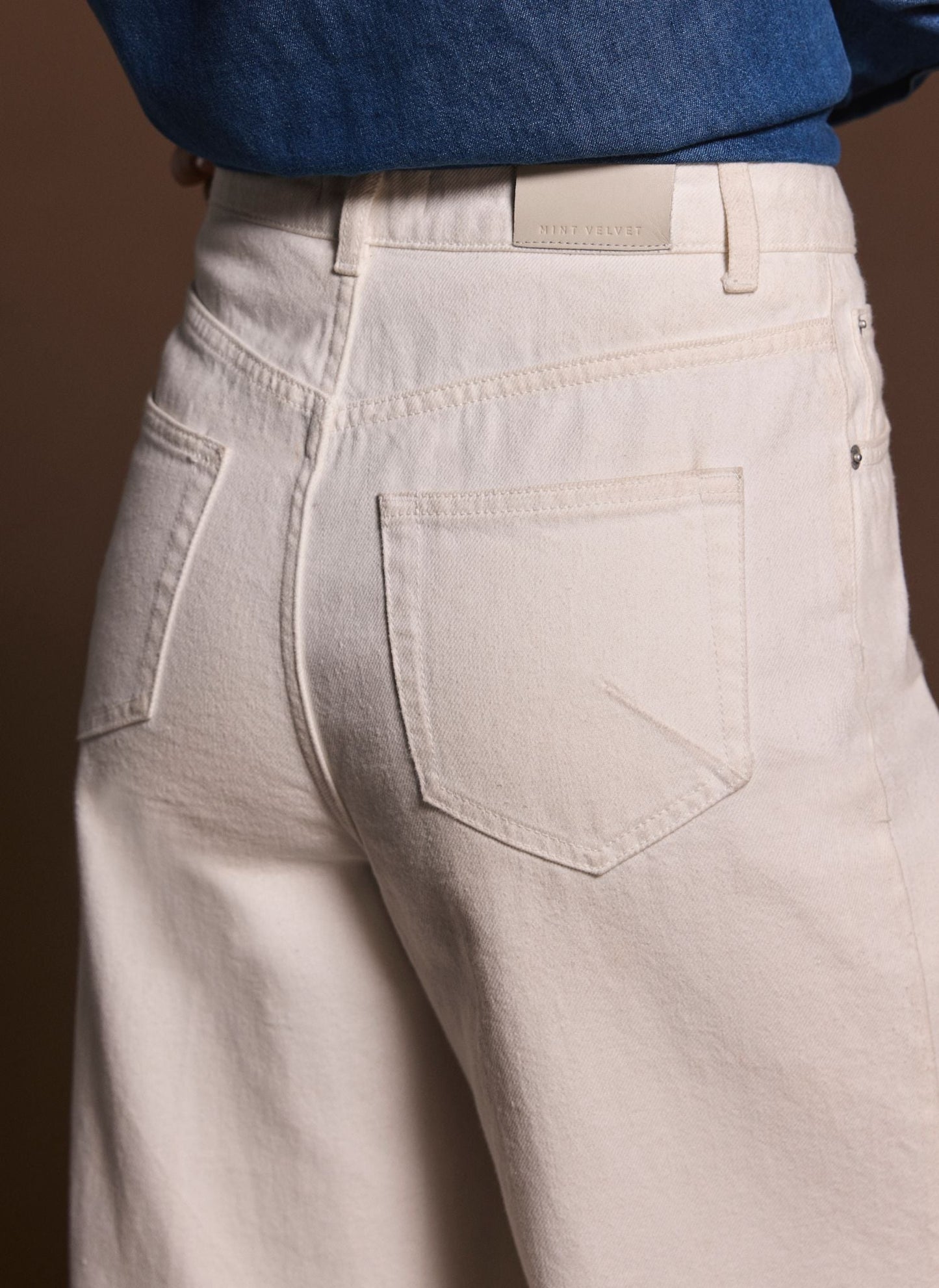 Cream Wide Leg Jeans