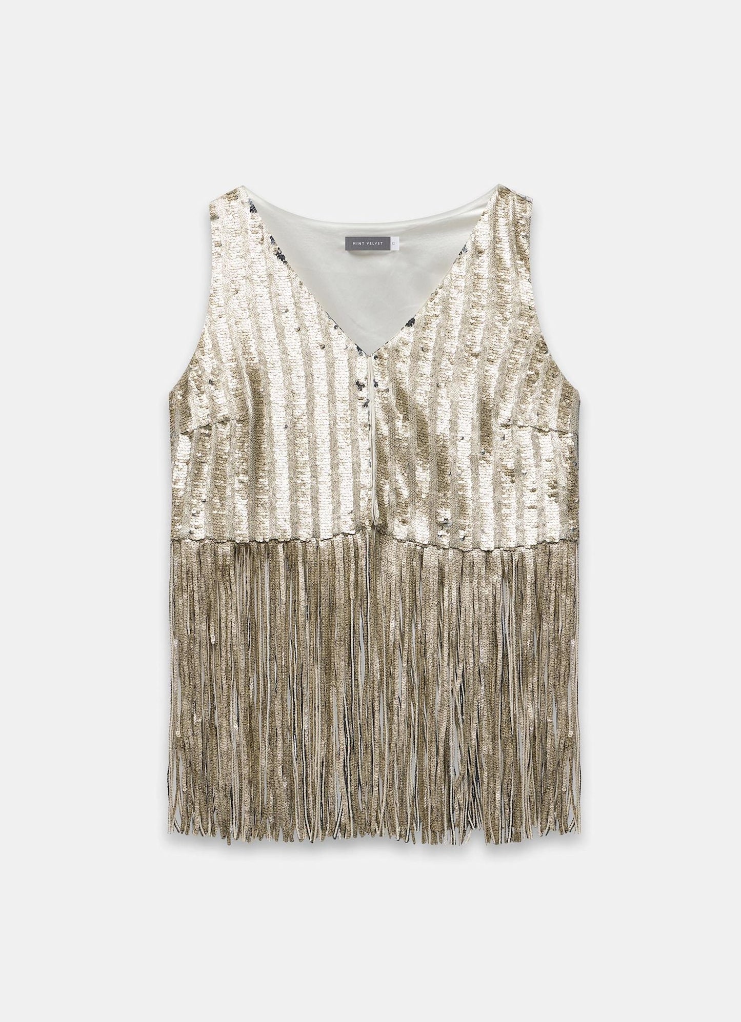 Gold Sequin Fringed Top