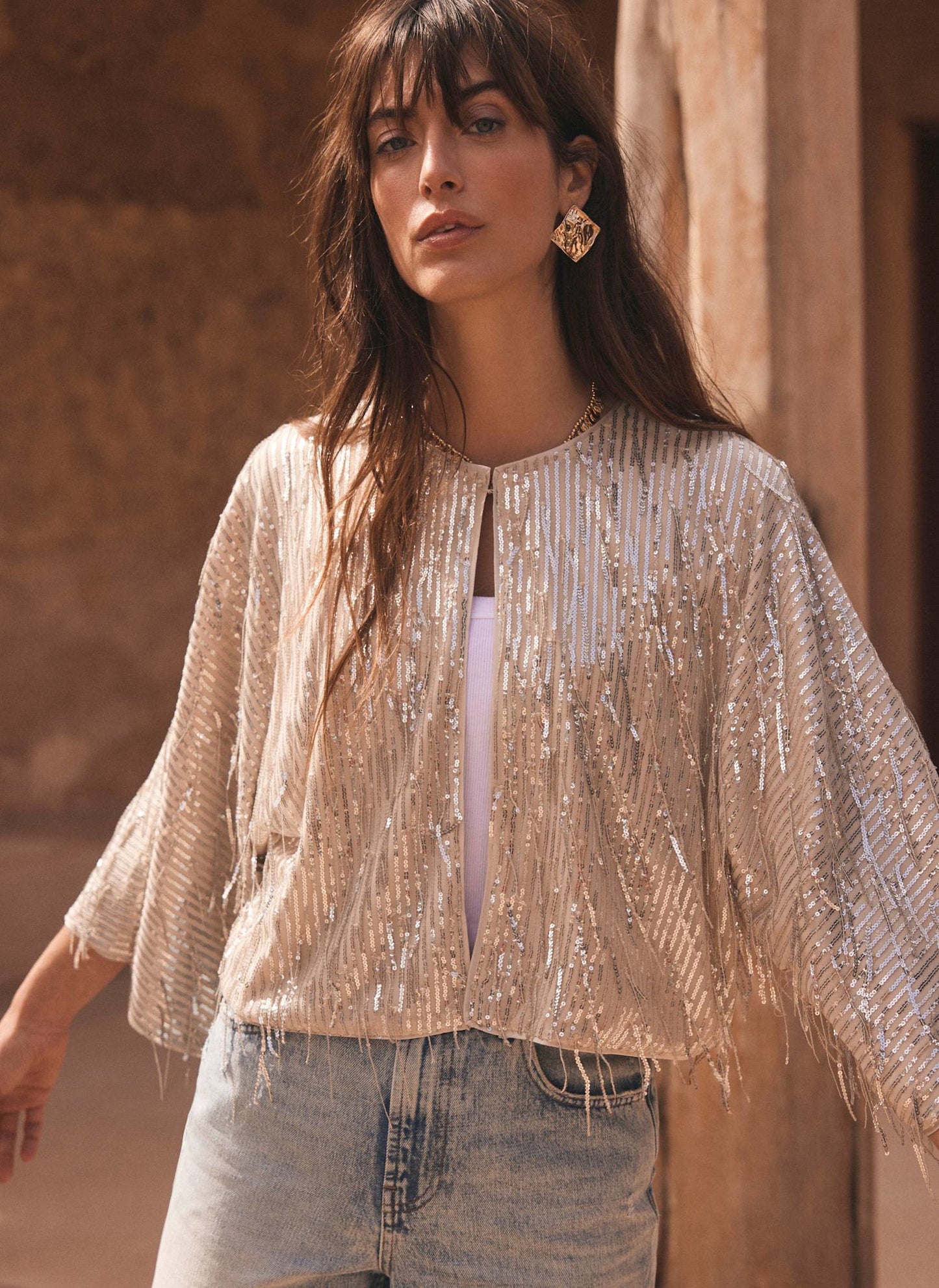 Silver Embellished Sequin Jacket