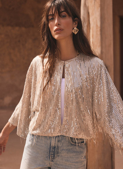 Silver Embellished Sequin Jacket