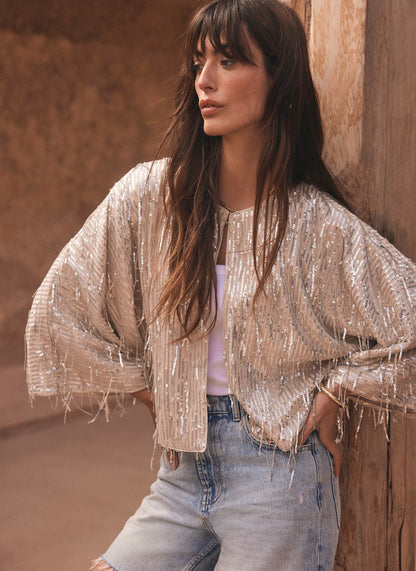 Silver Embellished Sequin Jacket