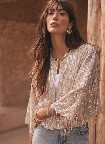 Silver Embellished Sequin Jacket