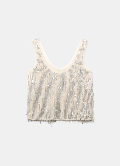 Silver Sequin Vest Top