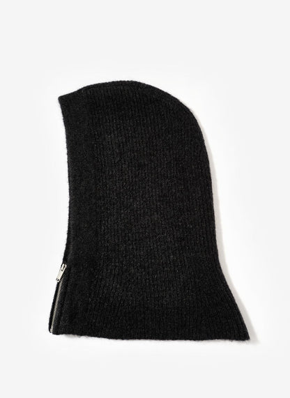 Grey Ribbed Knit Hood
