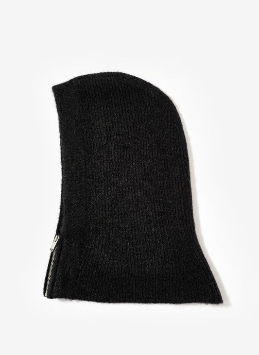 Grey Ribbed Knit Hood