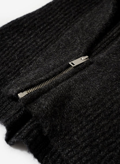 Grey Ribbed Knit Hood