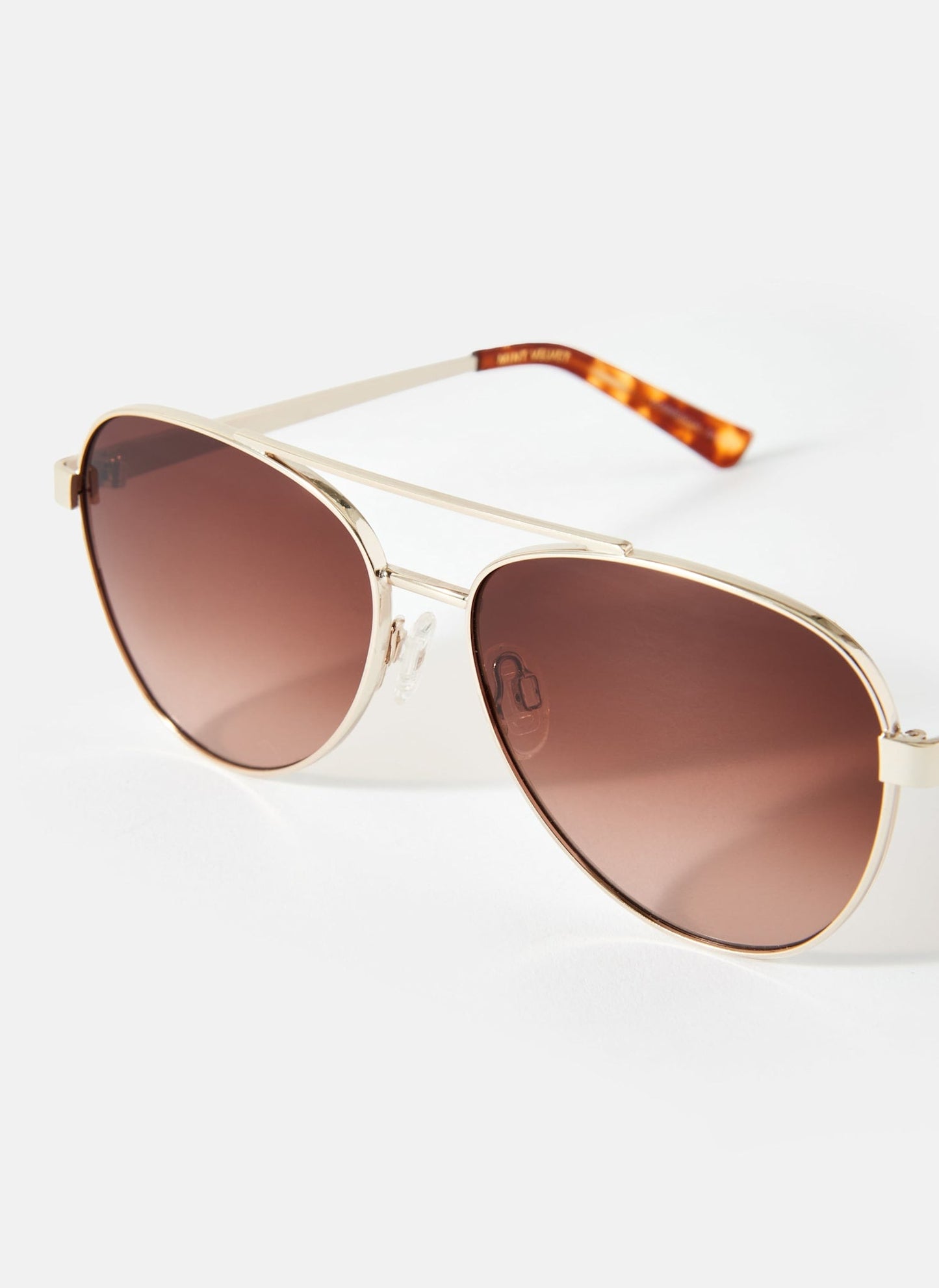 Gold Tone Gradient Aviator Sunglasses