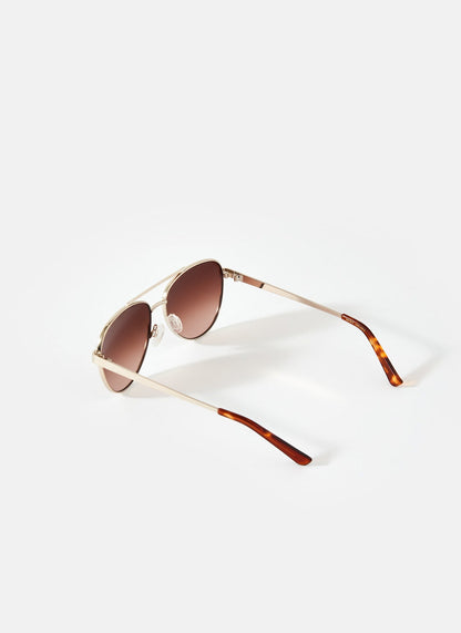 Gold Tone Gradient Aviator Sunglasses